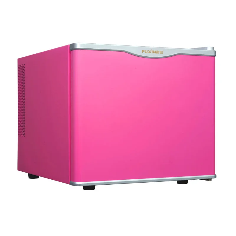 60 Вт питания 17l мощности электроэнергии холодильник закаленное Стекло одной двери холодной и теплый холодильник бытовой Малый холодильных - Цвет: Розовый