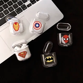 

10pcs/lot Superhero Batman Transparent Case For Airpods 1/2Genereation Universal Clear Shockproof Protection Holster