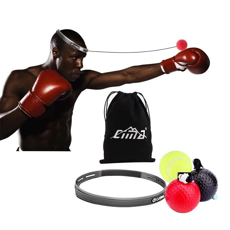 

Silicone Boxing Ball on String Reflex Improve Speed Reactions Sports Fight Training Muscle Fitness Bag Punch Head Bands