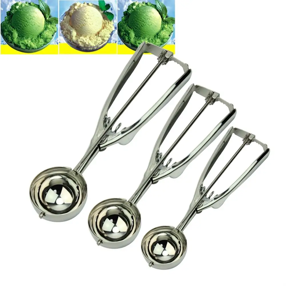 3 Pcs Stainless Steel Ice Cream Scoop Cookie Mash Muffin Spoon Spoon 4