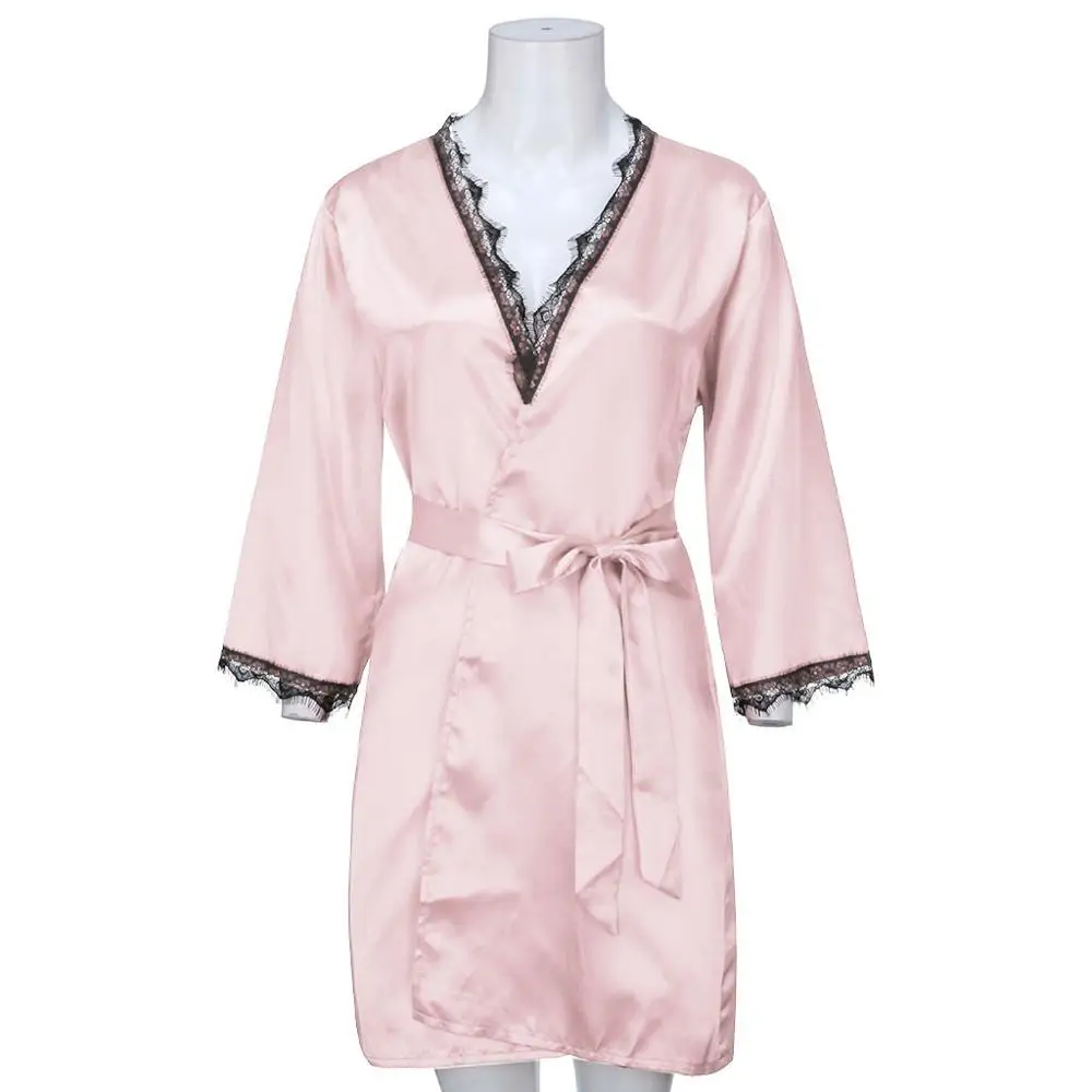 

2019 Peignoir Femme Bridesmaid Robes Fashion sleepwear Silk Kimono Satin Bathrobe Women Silk Sexy Night Gown Bath Wedding Bride