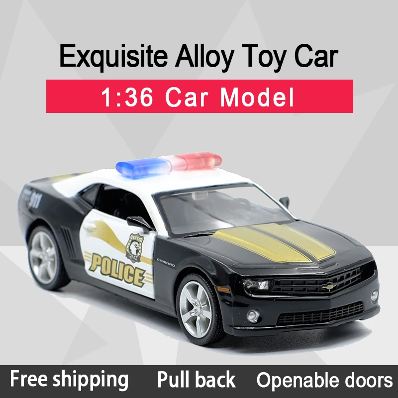 RMZ CITY 1:36 Chevrolet Camaro Police Toy Car Sports Car Alloy Diecast Car Model Toy With Pull Back For Kids Gifts Toy Collect