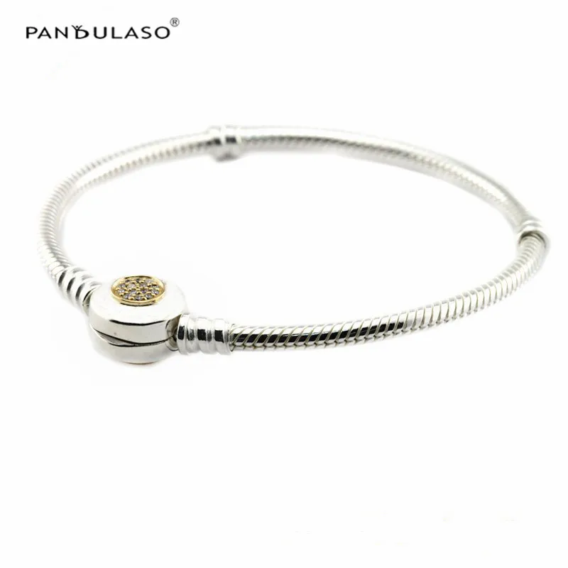 

Moments Two Tone Bracelet With Signature Clasp original 925 Sterling Silver Charms Bracelets For Woman Fit Beads
