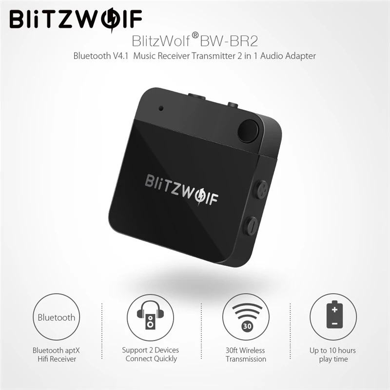 BlitzWolf bluetooth V4.1 музыкальный приемник передатчик APTX 3 5 мм AUX Беспроводной аудио 2 в 1