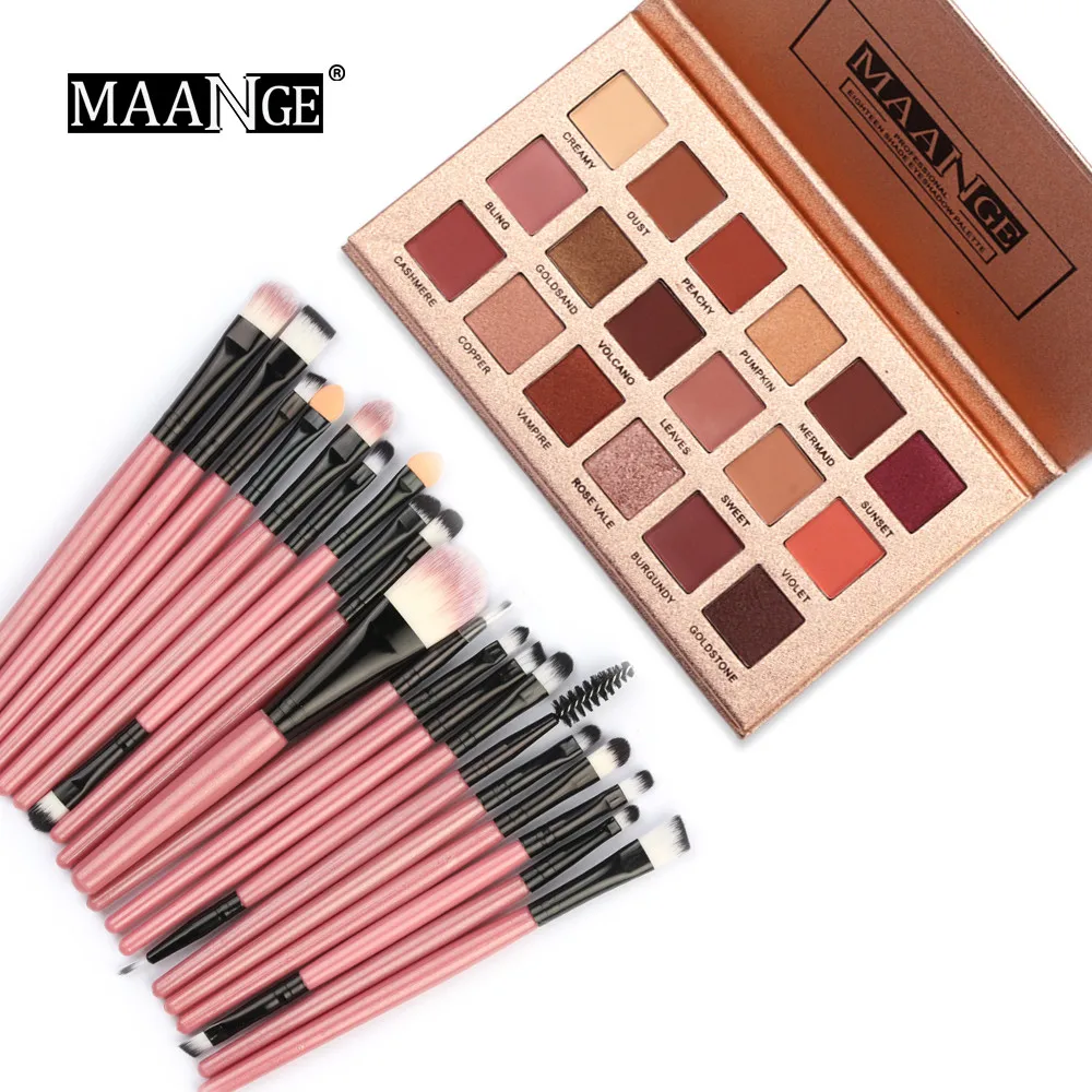 18 Color Shimmer Glitter Eye Shadow Powder Matt Eyeshadow 20Pcs Makeup Brush Set 0508MZH 18 Color Shimmer Glitter Eye Shadow Powder Matt Eyeshadow 20Pcs Makeup Brush Set 0508MZH