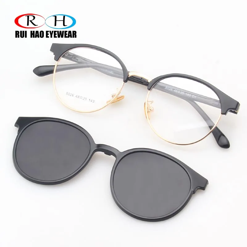 

Rui Hao Eyewear Retro Eyeglasses Frame Men Women Prescription Glasses Frames Eyewear Sunglasses Clip on Polarized Sunglasses