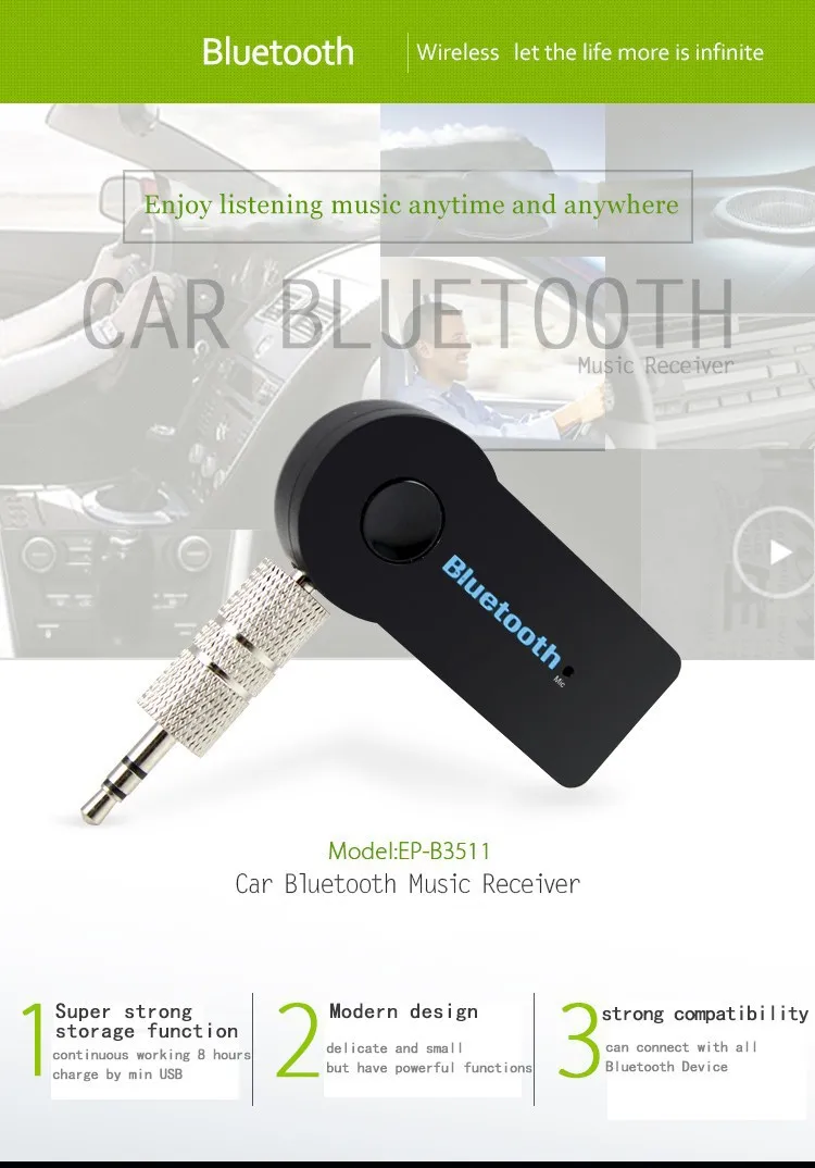 Высокое качество 200 шт. портативный bluetooth Автомобильный приемник 12 В 3,0 Bluetooth Музыка Аудио-стерео адаптер приемник динамик MP3