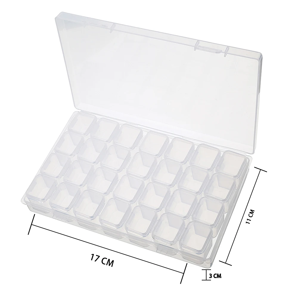 mayitr 5pcs Clear Plastic 28 Slots Storage Box Adjustable Jewelry Beads Display Case Organizer Holder DIY Home Storage Tools