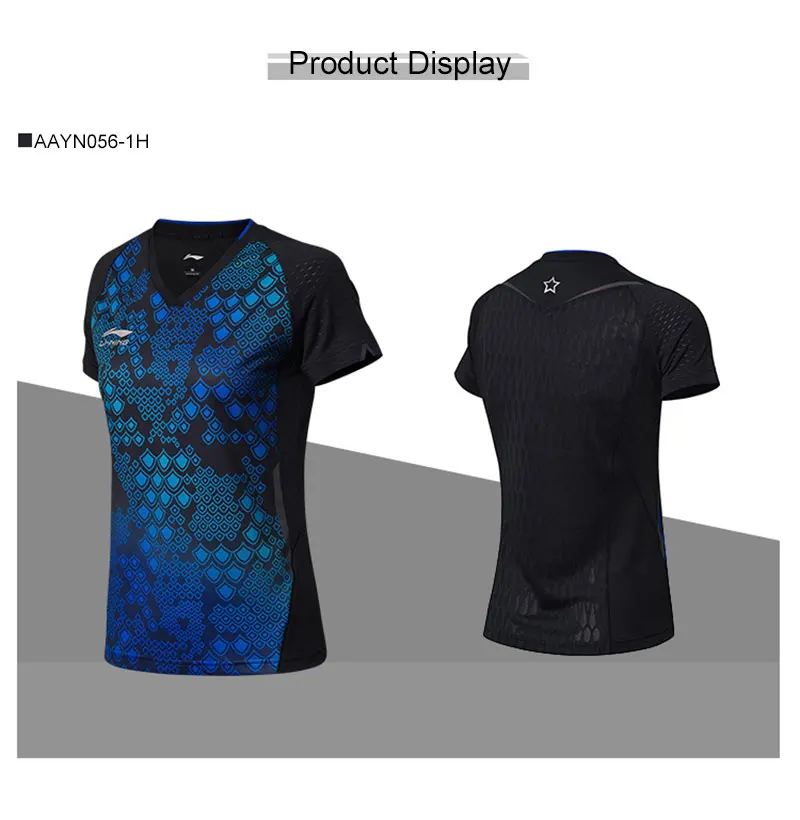 Li-Ning, женская футболка для настольного тенниса, для сборной, дышащая подкладка, для соревнований, спортивные футболки, топы AAYN056 WTS1411