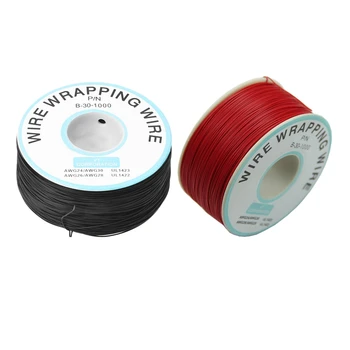 

200M 30AWG Tin Plated Copper Wire Insulation Wrapping Cable Roll Black & 0.25mm Wire-Wrapping Wire 30AWG Cable 305m New (Red)