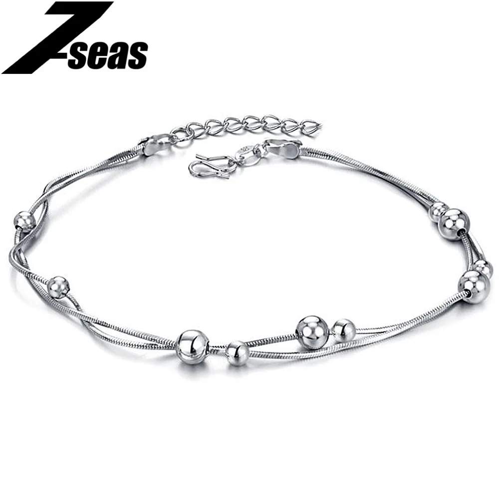 7seas New Arrival 2017 White Gold Color Anklet Snake Chain Beads 7seas New Arrival 2017 White Gold Color Anklet Snake Chain Beads Ankle Bracelets For Las N187 In Anklets From Jewelry Accessories On