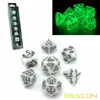 BESCON DARK ELVES Glowing Dice Set (7 piece), Oversized GLOW IN DARK Carved Role Playing Games RPG Dice Set 1