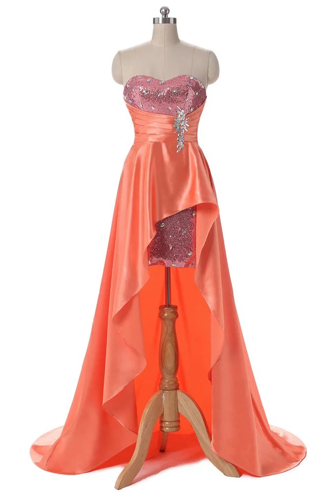 CEEWHY, вечерние платья с блестками и кристаллами, Длинные Abendkleider Vestido de Noiva, короткие спереди и сзади, Длинные вечерние платья со шлейфом для выпускного вечера - Цвет: orange