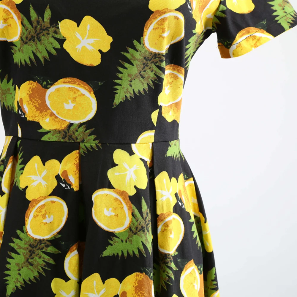 Женское винтажное платье Kenancy с принтом лимона на лето и осень женское Vestidos 50 s
