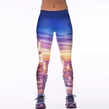 New 038 Sexy Girl Jogging Leggings Comics Sunset Glow New York City Prints High Waist Running Fitness Sport Women Yoga Pants