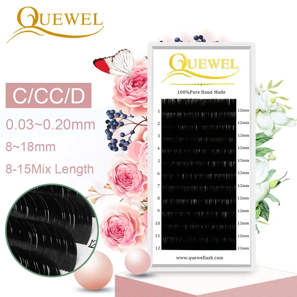 

Quewel False Eyelashes Extension Natural Fake Lashes Individual Eyelashes Soft 12 Rows Hand Made Eyelash Grafting Extension LM