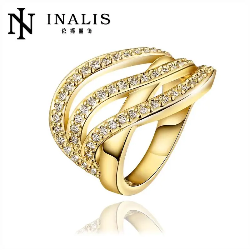 

R671-A Wholesale High Quality Nickle Free Antiallergic New Fashion Jewelry GoldPlated Ring