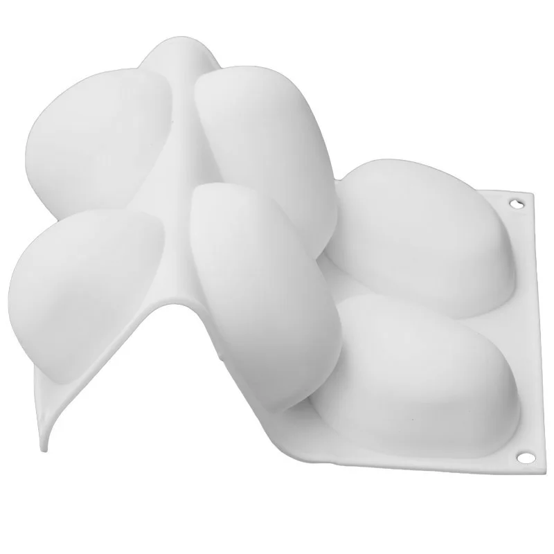 Белая галька силиконовая форма для торта для шоколада десертная форма 6 полости эллиптические каменные формы для Мусса 3D для желе для выпечки инструмент для выпечки