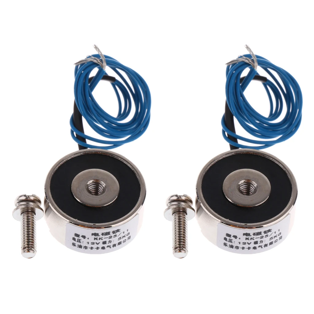 2Pcs KK-25/11 5KG 50N Suction Electromagnet Solenoid DC 12V Lifting Holding Electromagnet Electro Electric Magnet