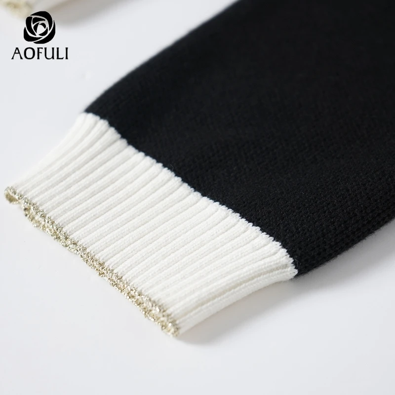 AOFULI L ~ 3xl 4xl 5xl брендовая черная трикотажная куртка женские хлопковые короткие