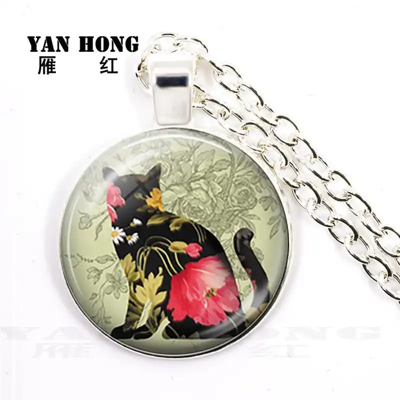 Keep calm, love cat 25 мм ожерелье со стеклянными кристаллами подарок кота, ручная работа-подарок на день рождения друга