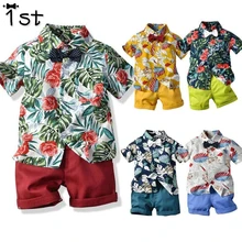 1 Лидер продаж года, комплекты летней стильной одежды для детей топы и шорты Комплект из 3 предметов с ремнем, футболка для мальчиков и девочек спортивный костюм детская одежда