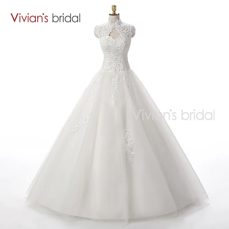 Vivian's Bridal A Line Lace Tulle Wedding Dresses