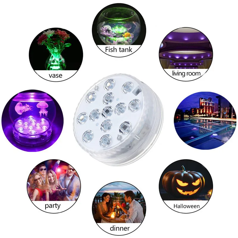 13 Led пульт дистанционного управления RGB погружной светильник на батарейках подводный ночник наружная ваза чаша садовые вечерние украшения