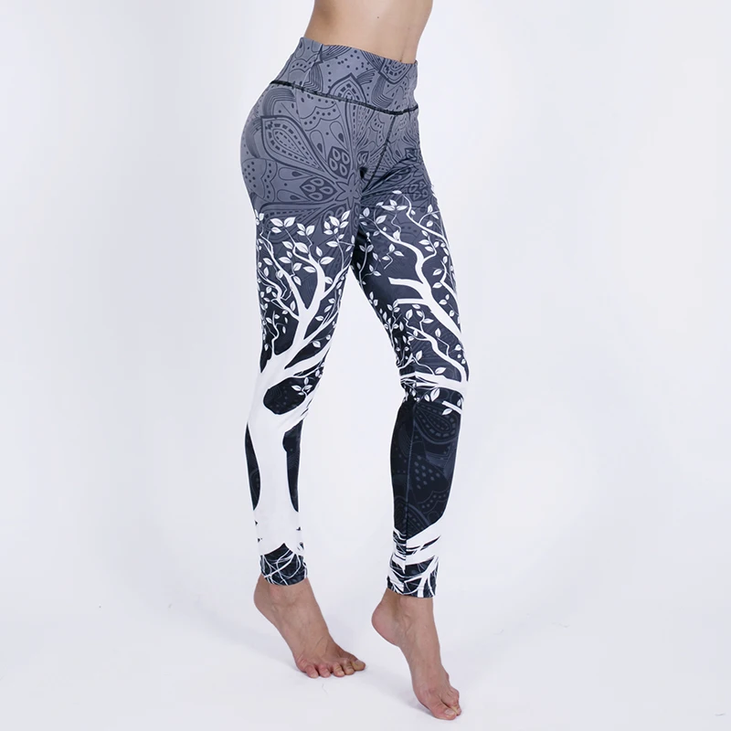 

Fashion Female Leggings Women High Waist Digital Tree Print Tree Trousers Befree Slim Polyester Features fitness Leggings