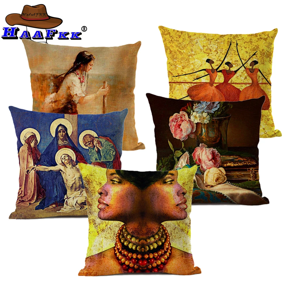 Abstract Painting Cushion Cover Embroidered Square Pillow Car Chair Sofa Case 45x45cm | Дом и сад
