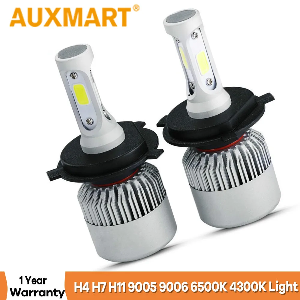 Auxmart H4 H7 H11 9005 9006 H1 автомобильный блок светодиодов лампы для передних фар(Подол короче спереди и длиннее сзади) Луч 72 W фары для 8000LM 6500 K/4300 К авто светодиодный налобный фонарь автомобиля задние габаритные огни 12В 24В