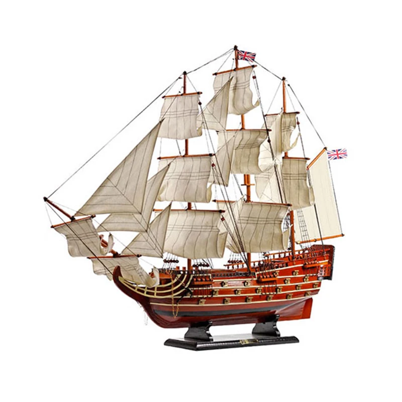 

Mediterranean Large Solid Wood Simulation Sailing Model Assembled Ornament 80cm Sailboat Craft Manual European Craft Accessories