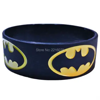 

300pcs one inch BATMAN Repeat Logo Black silicone wristband rubber bracelets free shipping by DHL express