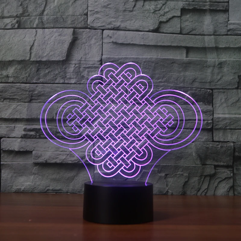 3D Лаки Китайский Узелок настольная лампа светодиодный ночник для детей USB сна