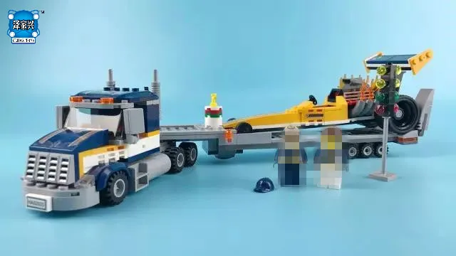 

City Great Vehicles Dragster Transporter Building Blocks Sets Bricks Kids Model Kids Toys Compatible Lepins Figures