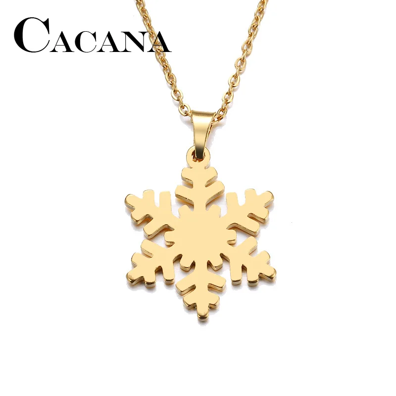 

CACANA Stainless Steel Necklace For Women Man Lover's Snow Gold And Silver Color Pendant Necklace Engagement Jewelry