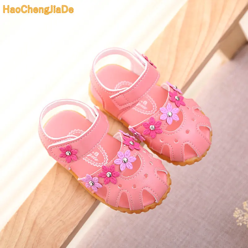 

2018 New Summer Children Sandals for Girls PU Leather Floral Princess Orthopedic Shoes Closed Toe Toddler Kids Girls Sandals