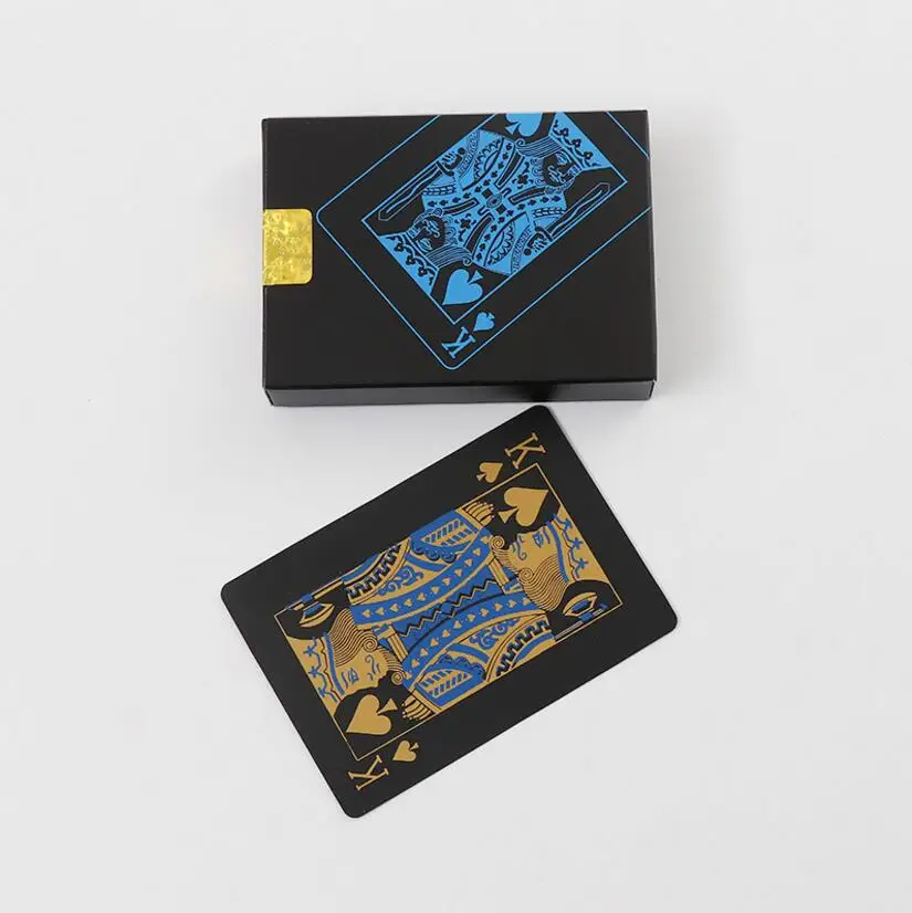 Качественные водонепроницаемые ПВХ пластиковые игральные карты тренд 54 шт. колода покер классические магические трюки инструмент чистый черный волшебный ящик-упакованный GYH