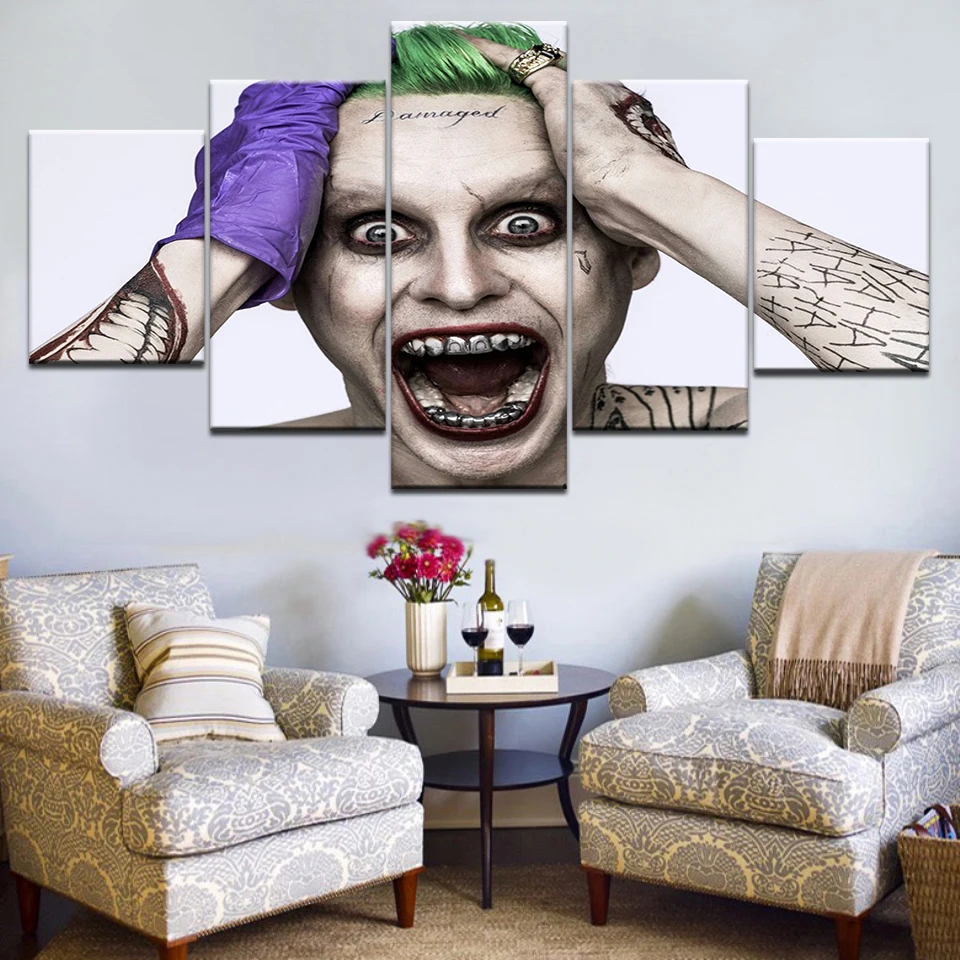 5Panel HD Printed Suicide Squad The Joker Jared Leto Cartoon Movie Print On Canvas Art Painting For home living room decoration 5Panel HD Printed Suicide Squad The Joker Jared Leto Cartoon Movie Print On Canvas Art Painting For home living room decoration