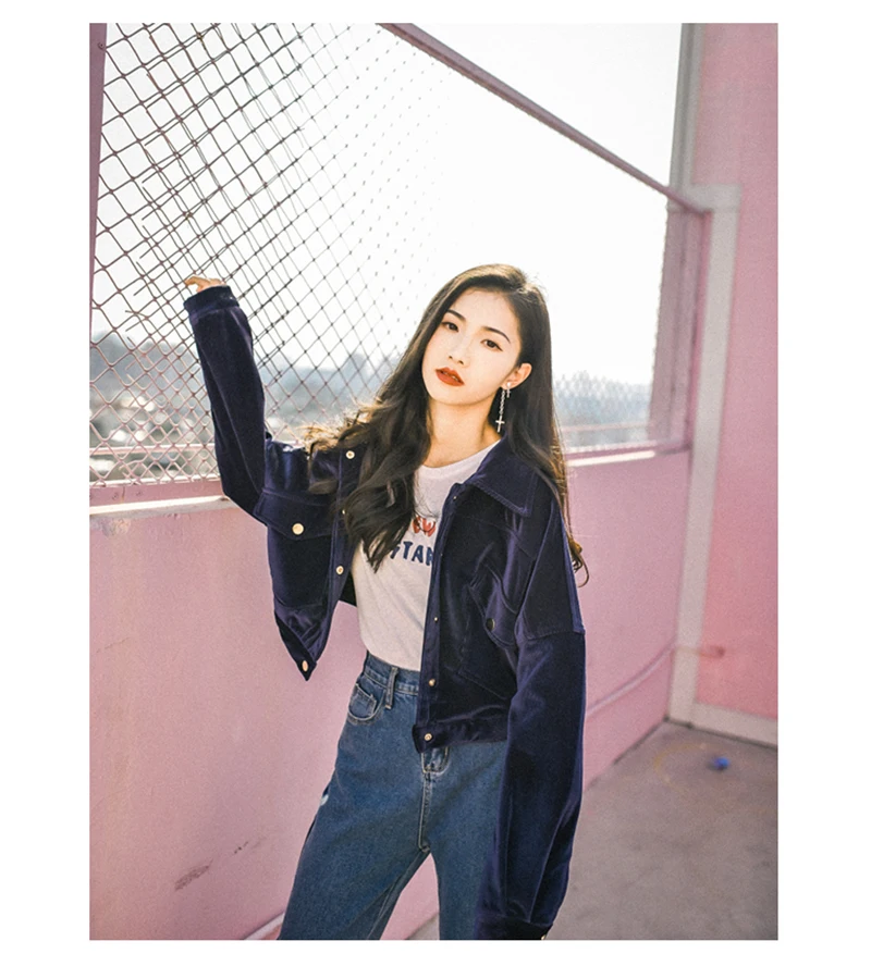 Scsech Corduroy Single Women Jackets Velvet Cotton Basic Jacket Coat Front Pockets Warm Coats Autumn Casual Jacket D8A11 (12)