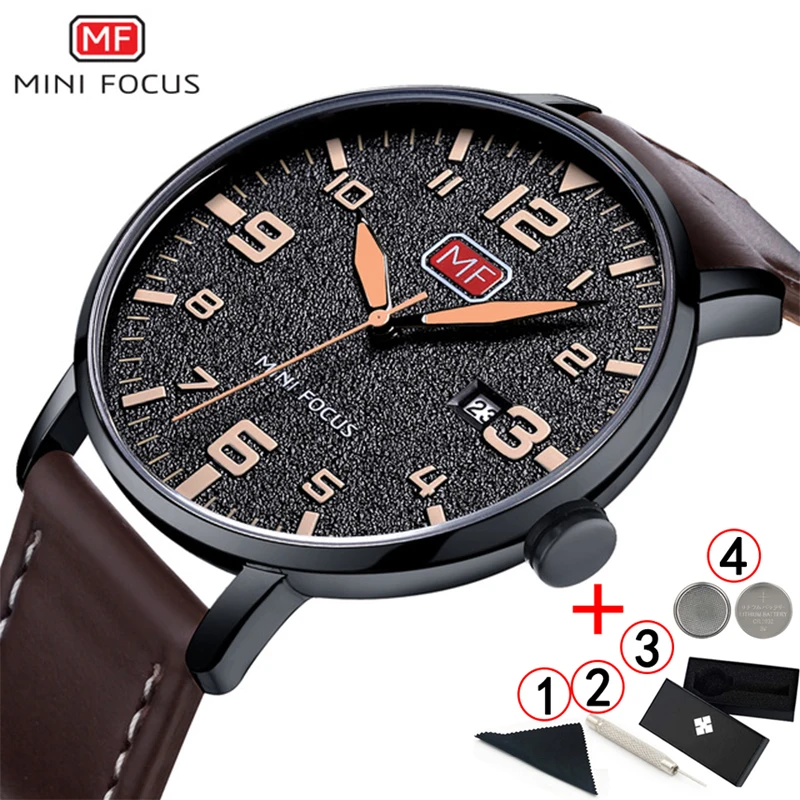 

Men Watches 2019 MINI FOCUS Luxury Brand Quartz Men's Wrist Watch Waterproof Leather Strap Date Fashion Male Wristwatch Men 2019