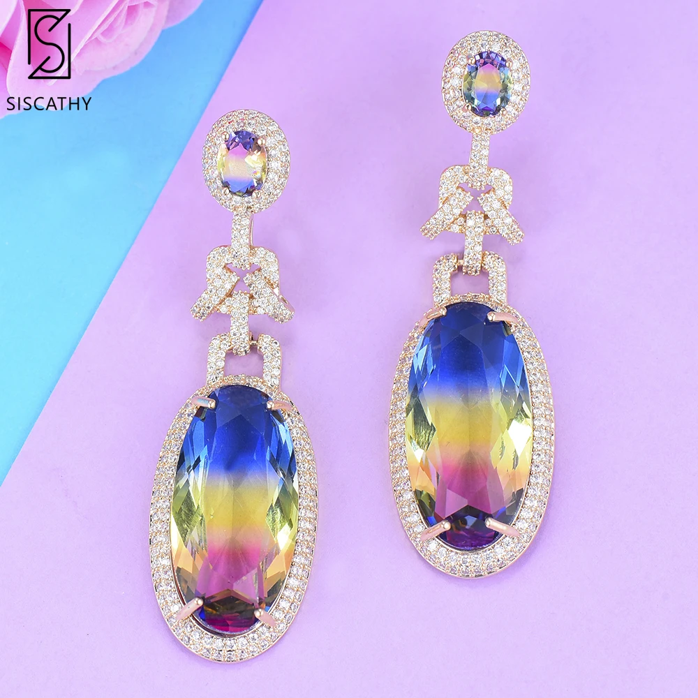 

Siscathy Famous Brand Design AAA Cubic Zirconia Crystal Women Dangle Earrings for Women Wedding Earrings pendientes mujer mod