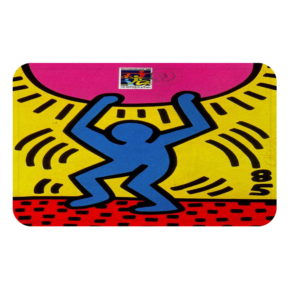 Keith Haring поп-арт Lucky Strike охлаждающий коврик для ванной комнаты Декоративные Нескользящие Коврики для автомобиля пол бар ковры домашний декор для дверей подарок - Цвет: Светло-серый