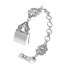 Винтажные резные металла браслет из нержавеющей стали для FitBit Charge 2 Замена с кристаллами бретель со стразами 9,6