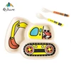 Qshare-vajilla de bambú para alimentación de bebé, plato infantil, tenedor, sopa, cuchara, juego de vajilla, utensilios para niños ► Foto 1/6