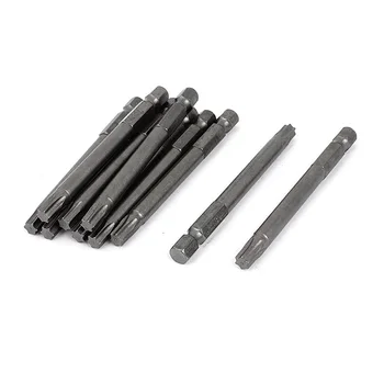 

T30 Head 1/4" Hex Shank 75mm Magnetic Torx Screwdriver Bits Gray 10pcs