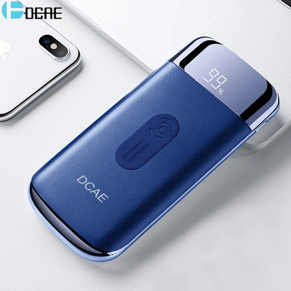 

DCAE Wireless Power Bank 10000mAh for Xiaomi Huawei Portable External Battery 2 USB Powerbank for iphone 8 X XS XR Samsung S9 S8