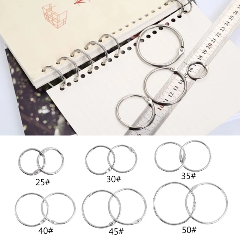 10Pcs/1 Set High Quality Nicked Plated Metal Loose Leaf Book Binder Hoop Ring Multifunctional Keychain Circle DIY Album