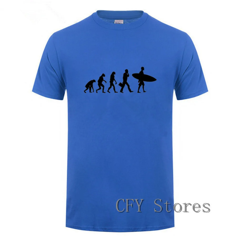 سيرفر تطور T قميص الرجال مضحك نظرية التطور الملابس القصوى ممارسة تصفح قمم 100% القطن تي شيرت
