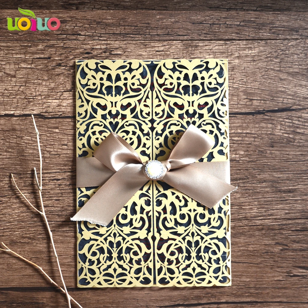 50 sets free shipping Lace Customized printing Invitations laser cut